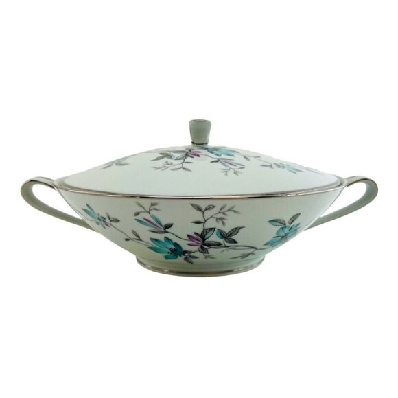 Noritake Lorene Round Covered Vegetable Dish Floral Handled #5764 Retired - Picture 1 of 15